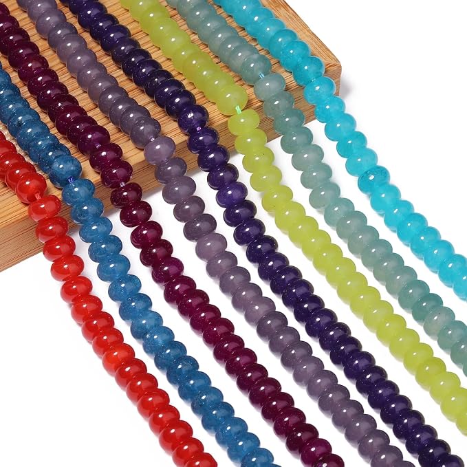 Songxi 5x8mm Natural Blue-Green Chalcedony Stone Rondelle Beads, Gemstone - Image 9