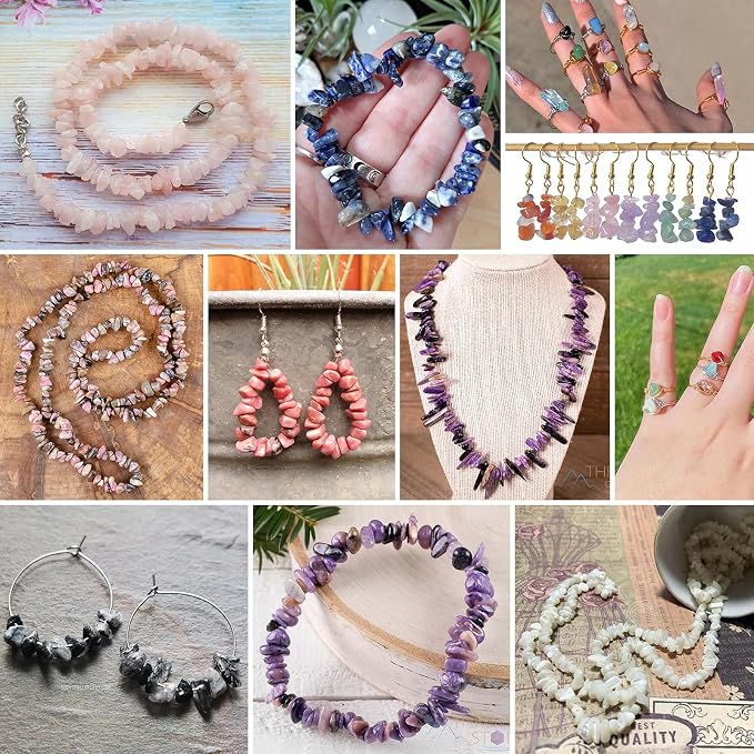456 PCs Natural Chip Stone Beads, 5-8mm Irregular Multicolor Gemstones Loose - Image 7