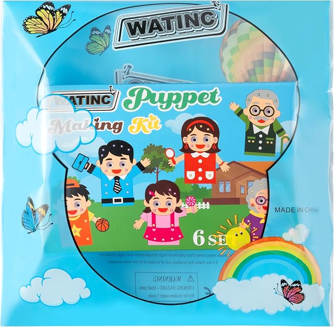 WATINC 6Pcs Hand Puppet Making Kit, Art Craft Felt Sock Puppet Toys, Creative - Image 7