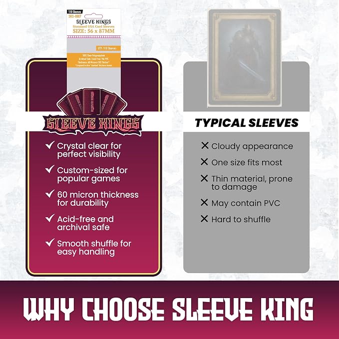 Sleeve Kings Standard Card Sleeves – 110 Count, Medium USA Size, Compatible - Image 6