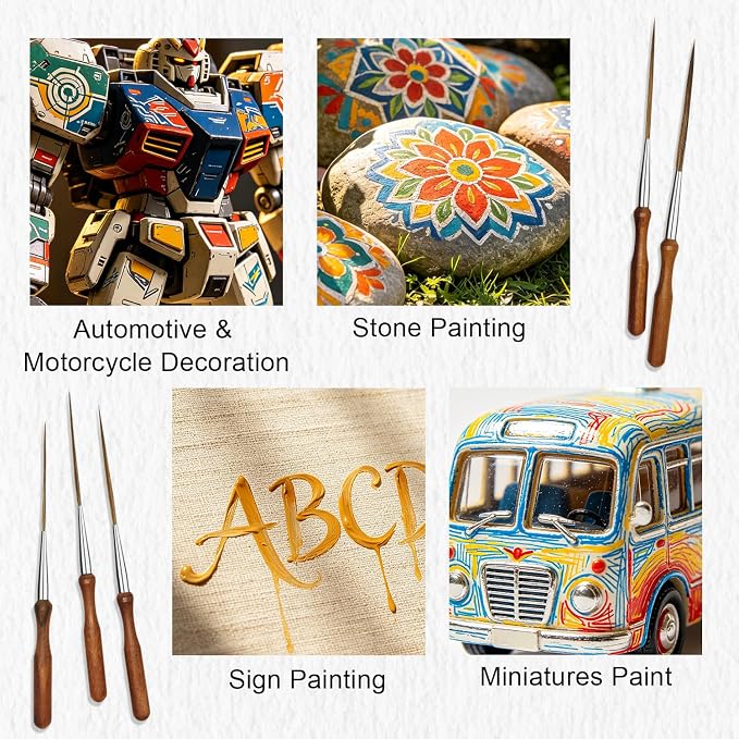 5Pcs Ox Ear Painting Detail Paint Brushes,Long Liner Brushes Fine Point Tip - Image 7