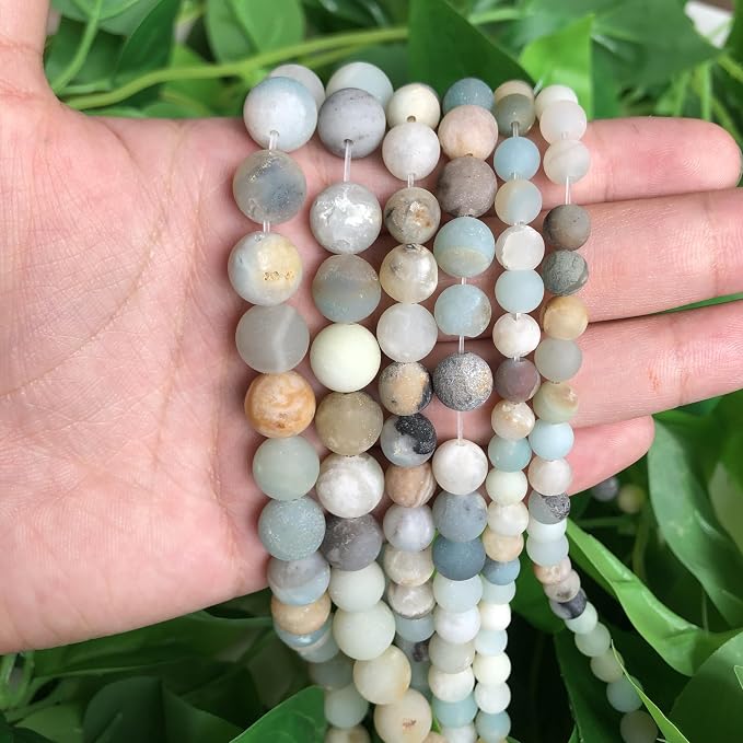 48pcs Natural Matte Amazonite Gemstone Beads,8mm Frosted Round Loose Stone Beads - Image 7