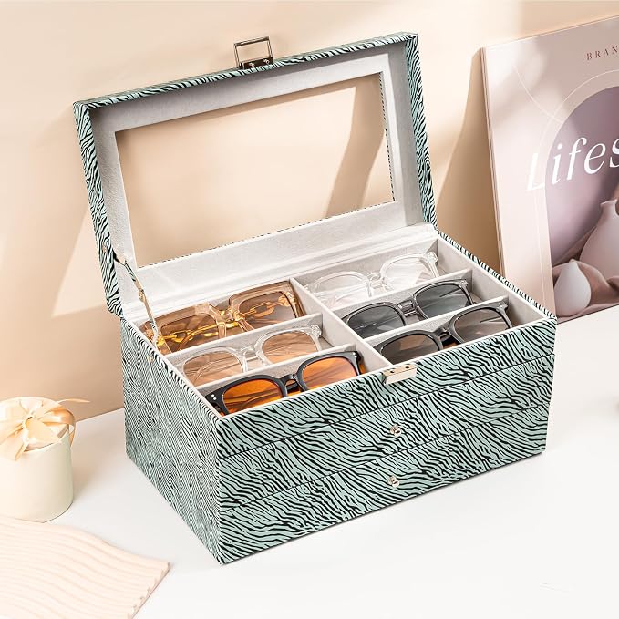 ProCase 3-layer Sunglasses Storage Organizer, 18 Slots Leather Sunglass Box - Image 7