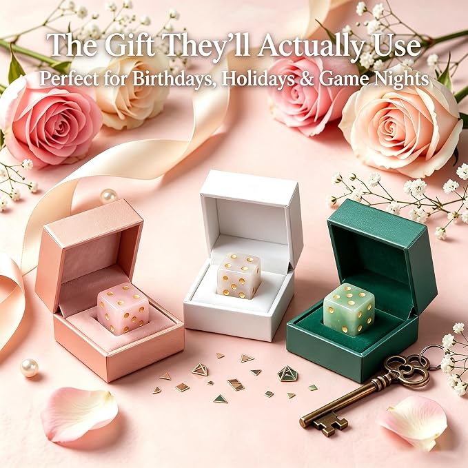Natural Pink Stone Mahjong Dice Set of 2 - Image 8
