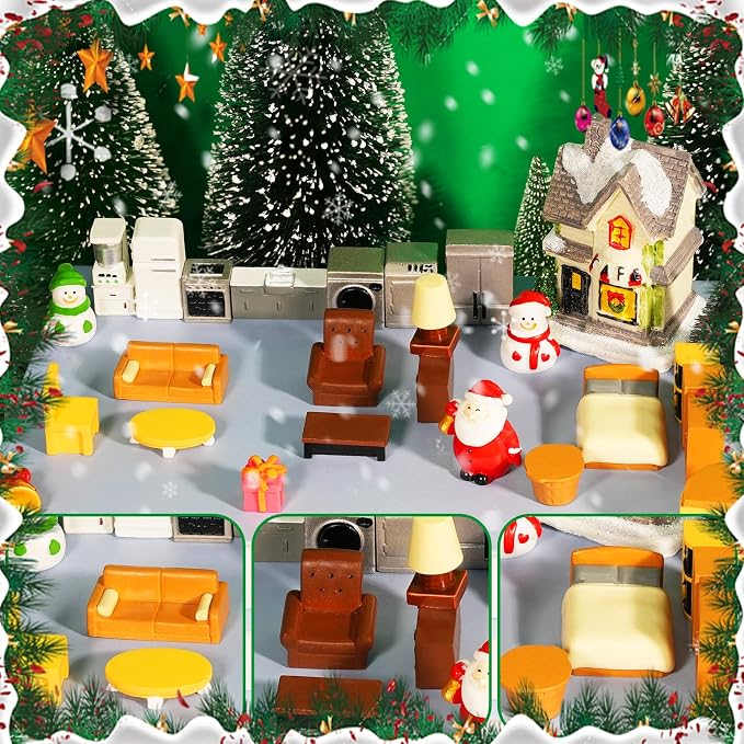 Hiawbon 31PCS Miniature Furniture Set, 1:48 Scale Resin Miniature Accessories - Image 7