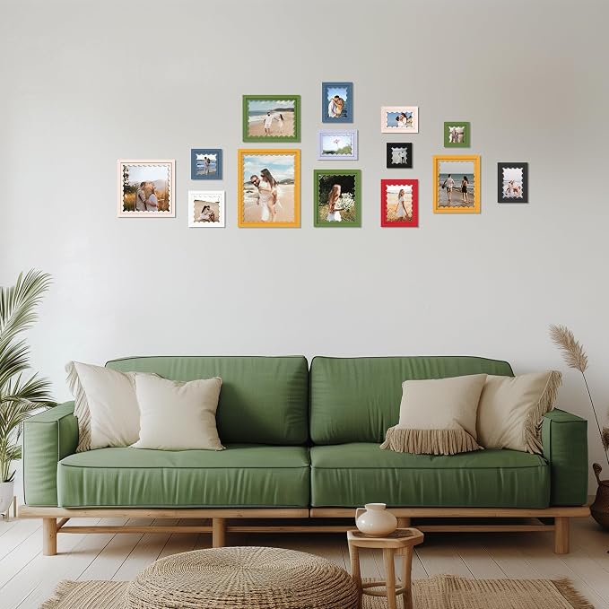 5x5 Picture Frame with Wavy Mat, Wooden Real Glass 5 x 5 Photo Frame - Image 6