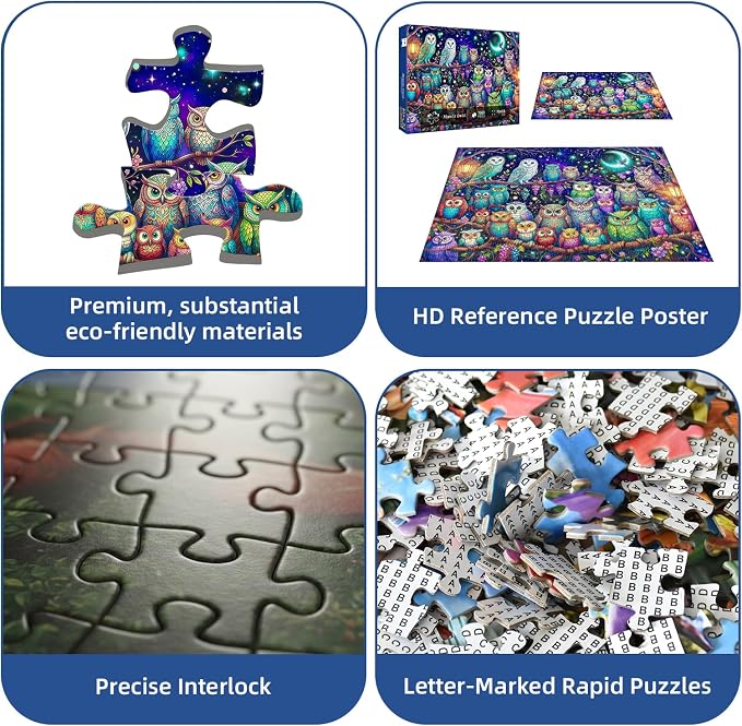 Moonlit Owls Puzzles for Adults 1000 Pieces, Impossible Challenging Jigsaw - Image 7