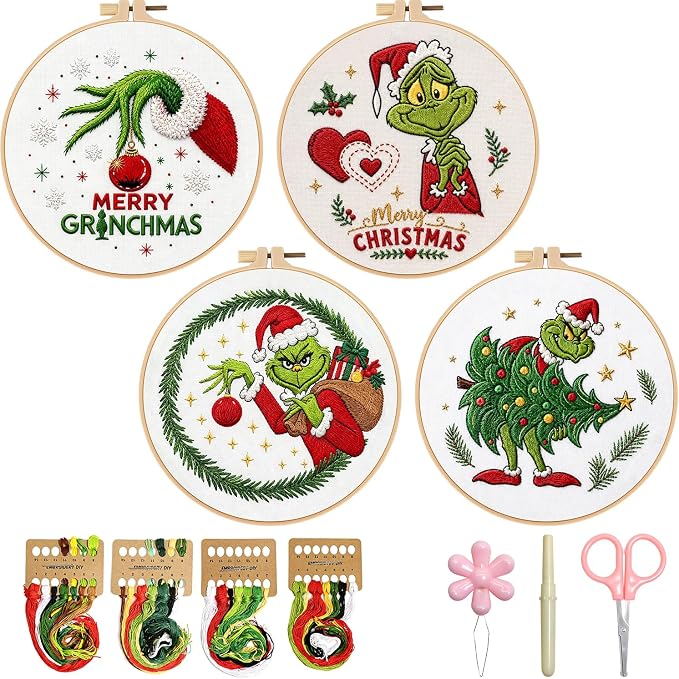 BBLYBD Christmas Embroidery Kit, 4 Set Embroidery Starter Kit, Cross Stitch Kits - Image 6