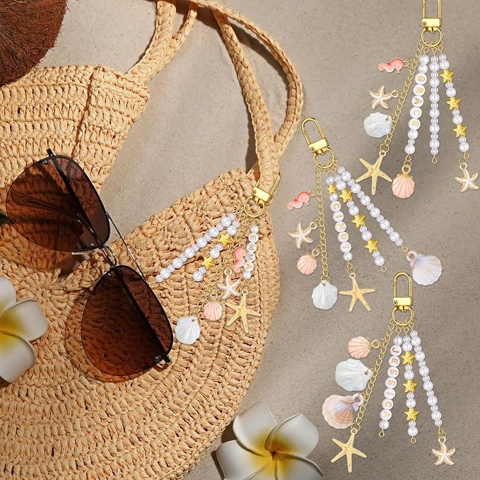 Cunno 776 Pcs Beach Seashell Bag Charm Making Kit, Ocean Coastal DIY Keychain - Image 7