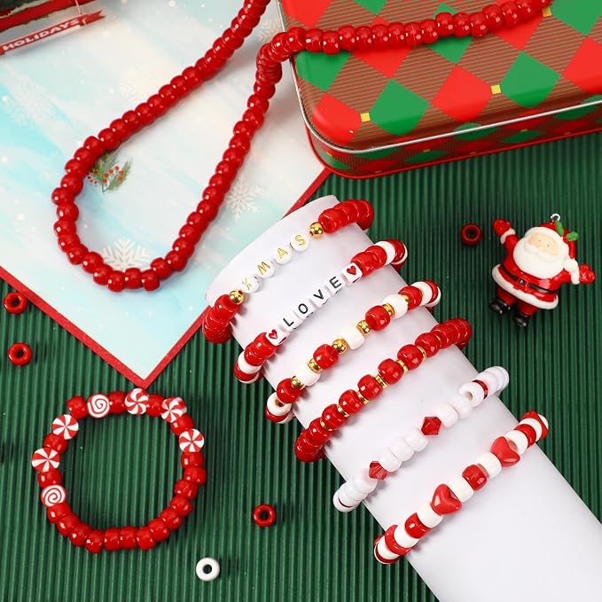 UPINS 1200Pcs Red White Pony Beads, Valentine's Day Pony Beads Bulk - Image 5
