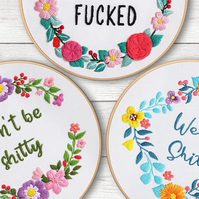 Louise Maelys 3 Sets Funny Embroidery Kits - Image 7