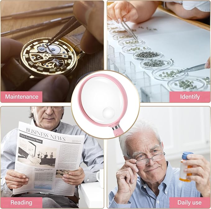 Feosky Handheld Reading Magnifier, 10X Magnifier, 75mm Shatterproof Lens - Image 5