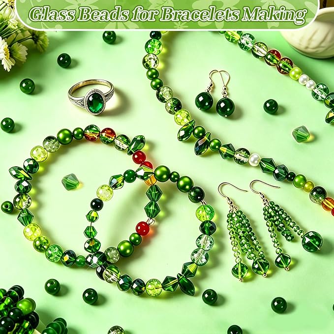 2102 Pcs Green Glass Beads for Bracelets - Image 8