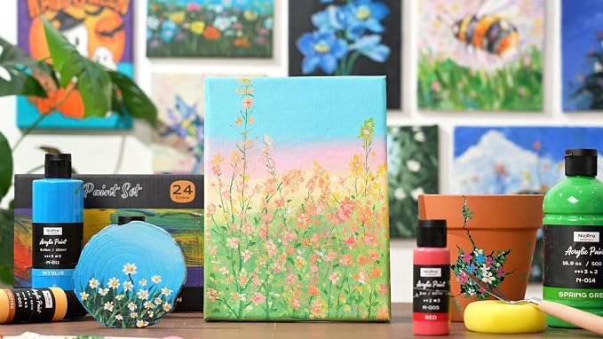 Nicpro 14 Colors Large Bulk Acrylic Paint Set Rich Art Painting Supplies - Image 8