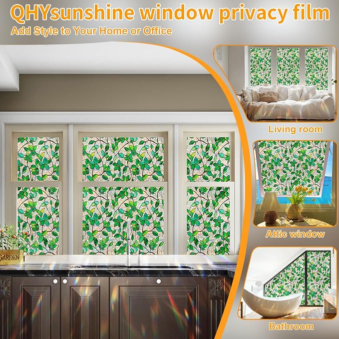 Stained Glass Window Privacy FilmDecorative Rainbow Static Clings -ldeal - Image 6