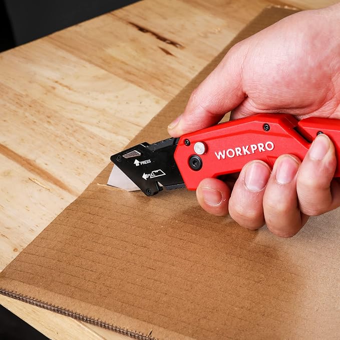 WORKPRO Folding Utility Knife, Quick Change Blade, Lightweight Nylon Handle - Image 7