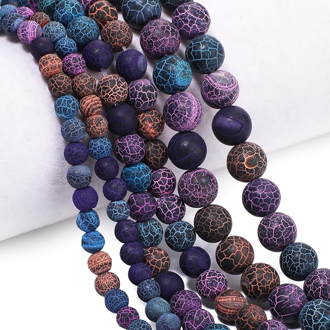 48pcs Natural Matte Colorful Oxidized Gemstone Beads,8mm Frosted Round Loose - Image 7