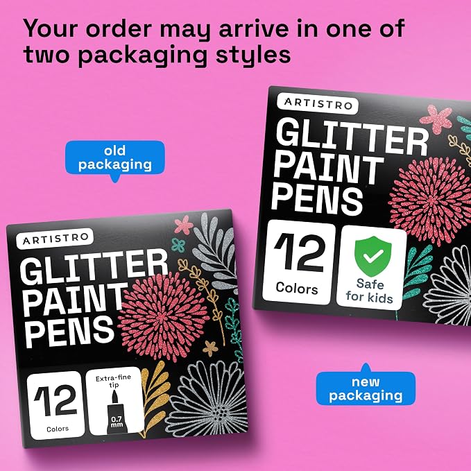 ARTISTRO 12 Glitter Paint Pens for Glass Marking, Rock Painting, Scrapbooking - Image 7