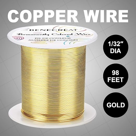 BENECREAT 20 Gauge 32 Yards Tarnish Resistant Gold Wire Jewelry Copper Wire - Image 8