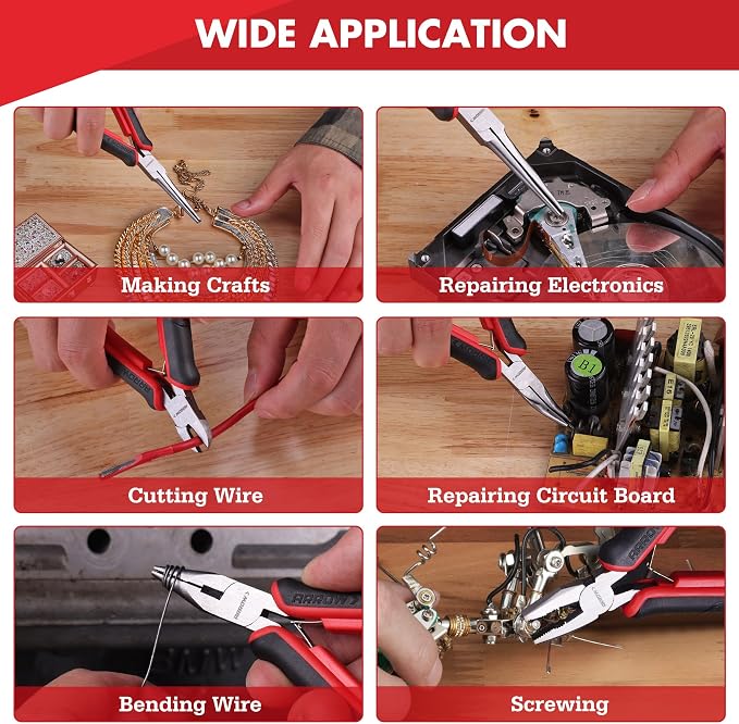 ARROW Mini Pliers Set, 6-Piece Precision Jewelry & Craft Kit – Includes Needle - Image 8