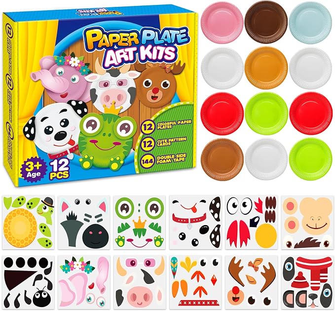 V-Opitos Arts and Crafts Kits for Kids, 12 Pack Simple Animal Paper Plate - Image 7