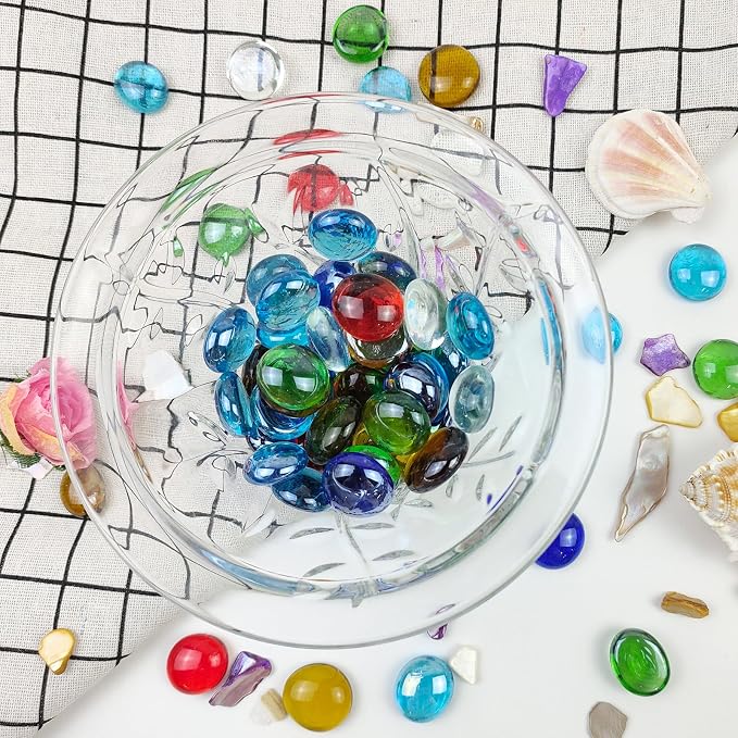 FANTIAN 10 Pounds Fire Pit Glass, Mixed Color Gems, Decorative Flat Glass Rocks - Image 8