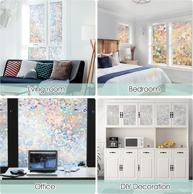 STATINT Privacy Window Film, Decorative Stained Glass Film, Rainbow Static - Image 9