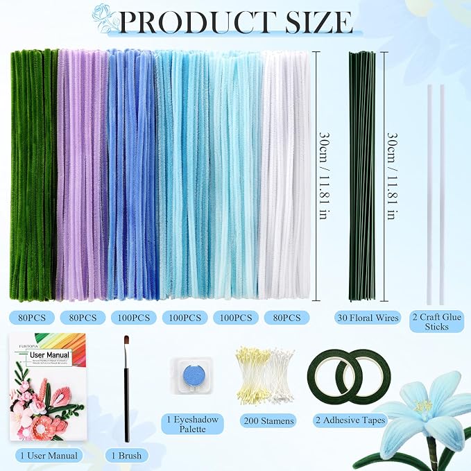 Pipe Cleaner Flowers, 6 Assorted Colors Pipe Cleaners Bulk - Image 6