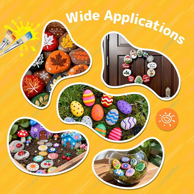 Simetufy 150 Pcs River Rocks for Painting, Flat & Smooth Stones Bulk to Paint - Image 8