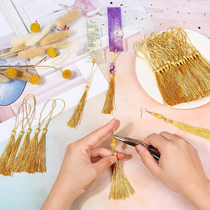 Bookmark Tassels Bulk, Cridoz 50Pcs Small Tassels Silky Handmade Soft Craft - Image 7