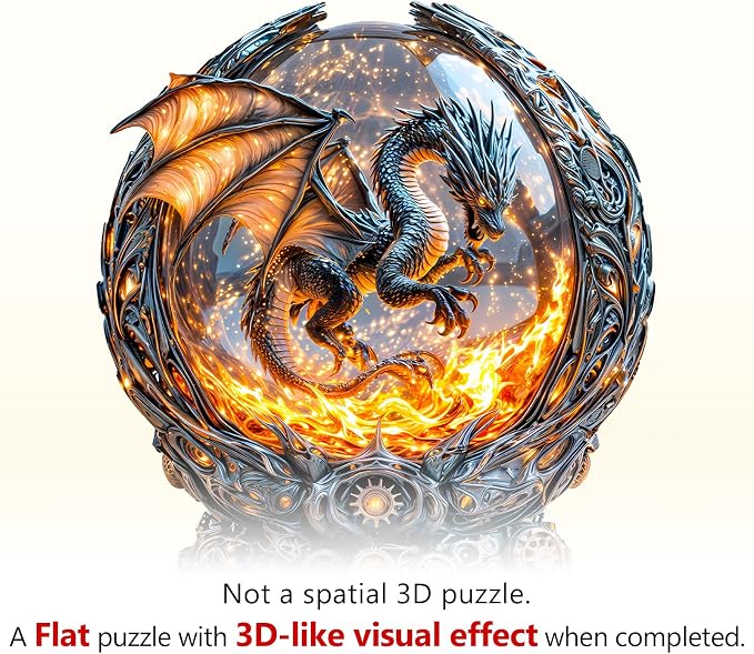 Magic Ball Fire Dragon Puzzles Adults Gifts Wooden 180 Pieces 11.4 * 10.5in - Image 9