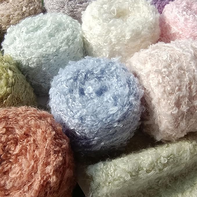 Black 50g Soft Plush Wool Acrylic Fancy Loop Yarn - Image 4