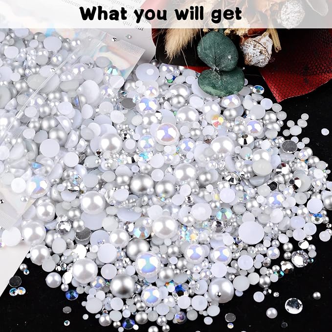 3900+ Pcs Rhinestones and Pearls Kit, 2-10mm Flatback Gems - Image 6