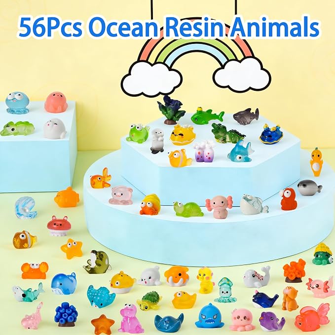 56pcs Mini Ocean Resin Animals, Miniature Plastic Figurines Tiny Sea Animals - Image 8
