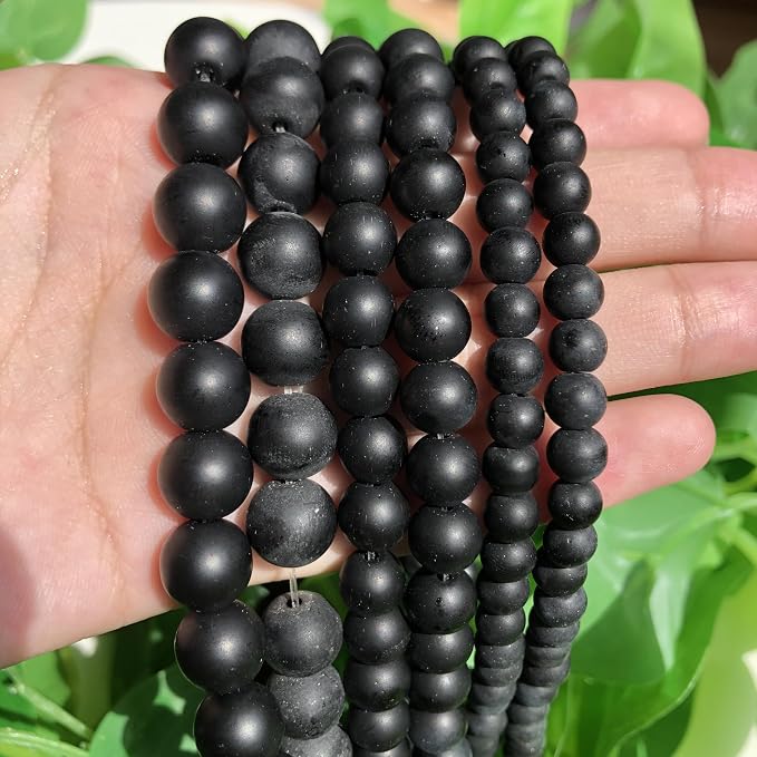 60pcs Natural Matte Black Onyx Gemstone Beads,6mm Frosted Round Loose Stone - Image 7