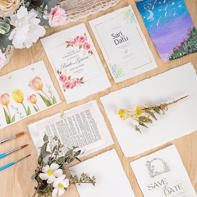 50 Sheets Watercolor Paper 4 x 6inch, 300 GSM Deckled Edge Paper Rough/Textured - Image 7