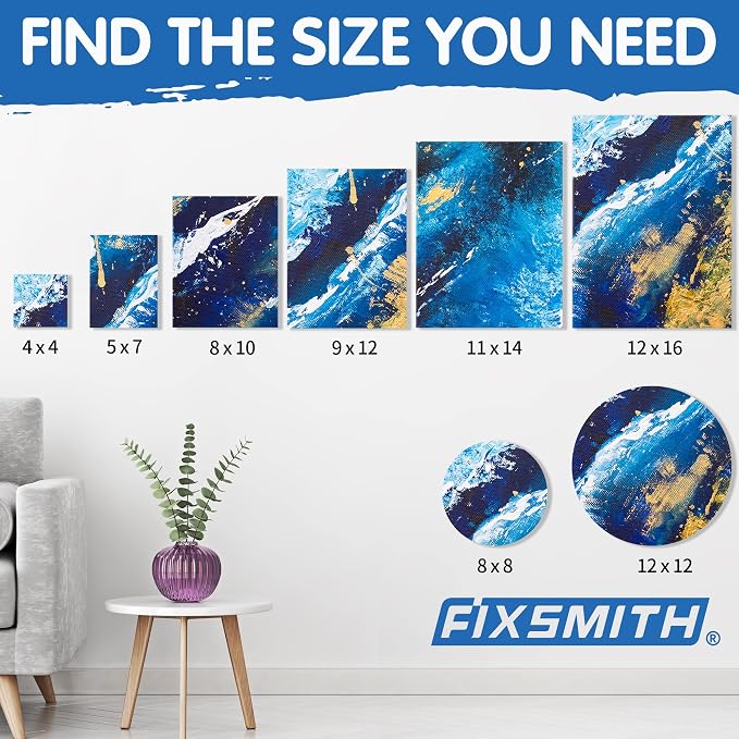 FIXSMITH 24 Pack Stretched Canvases, Round Canvas 12x12, 100% Cotton, Primed - Image 7