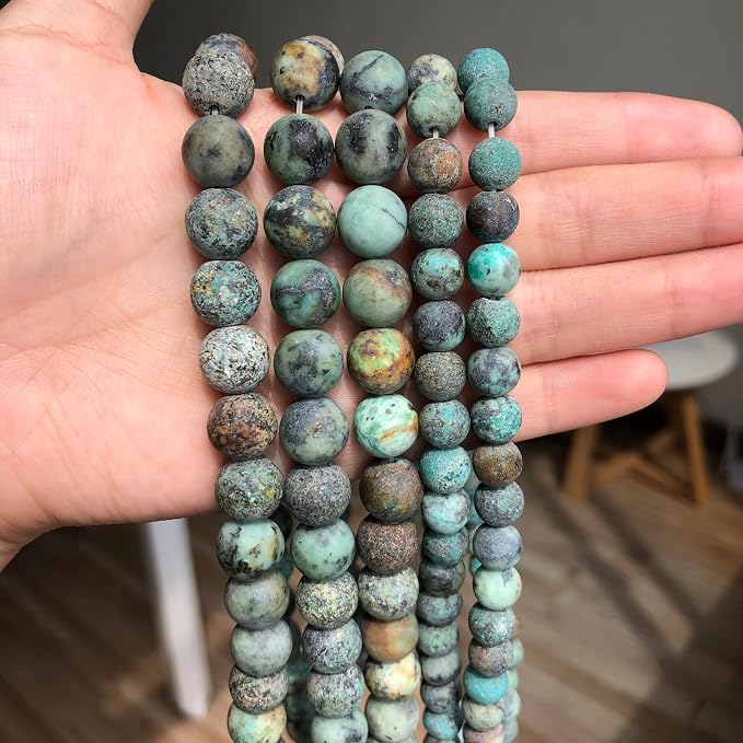48pcs Natural Matte Africa Turquoise Gemstone Beads,8mm Frosted Round Loose - Image 7