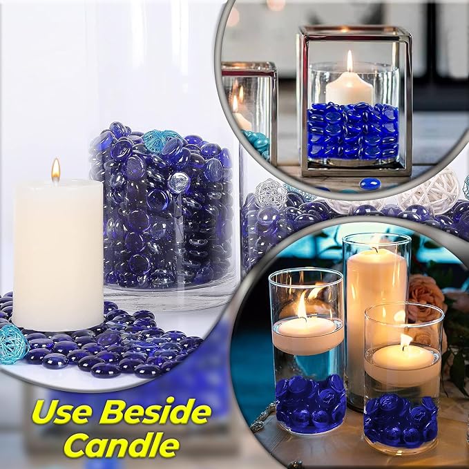 ARSUK 1LB Blue Flat Glass Marbles, Beads - Image 9