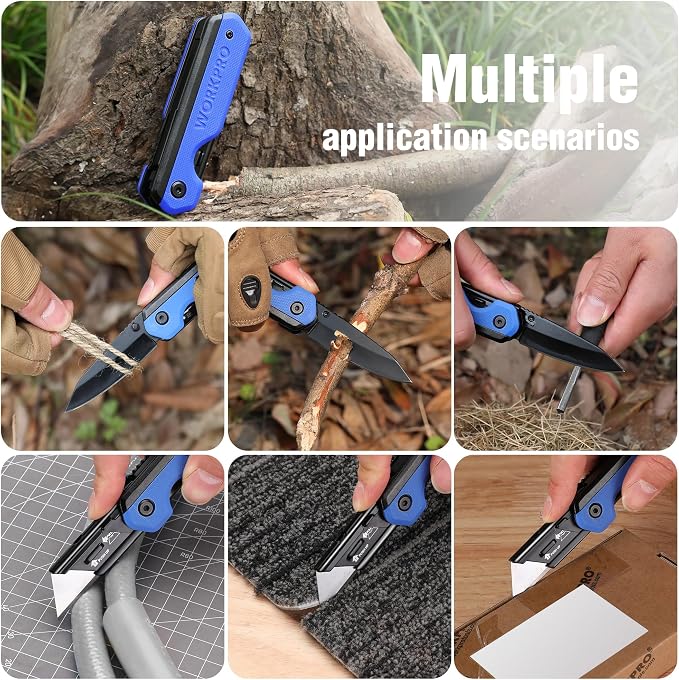 WORKPRO 2-in-1 Folding Knife/Utility Knife, Quick-Change Box Cutter - Image 8