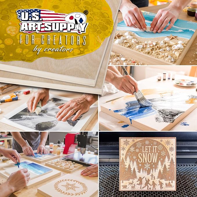 U.S. Art Supply 10" x 10" Unfinished Cradled Wood Panels - Image 7
