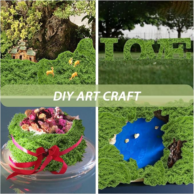 Fake Green Moss for Crafts 10.6 Oz Decorative Artificial Moss for Crafts - Image 6