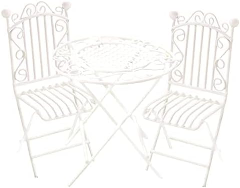 Dollhouse Miniature Bistro Table & Chairs Set Accessories Metal 1:12 Scale - Image 2