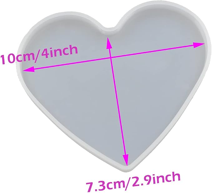 5Pcs Love Heart Epoxy Mold DIY Resin Casting Heart Base Coaster Silicone Mold - Image 2