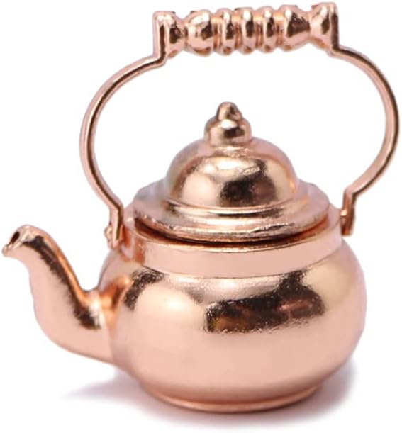 Dollhouse Miniature Vivid Teapot Tea Kettle 1:12 Scale Kitchen Copper Model - Image 7