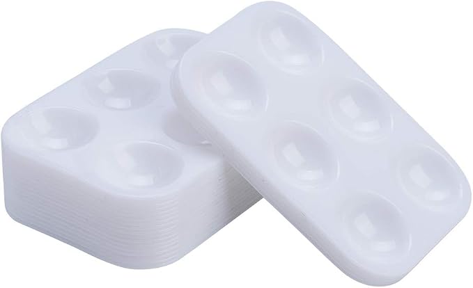 30 PCS White Plastic Paint Palettes 6 Well Rectangular Watercolor Palette by DAIKOYE