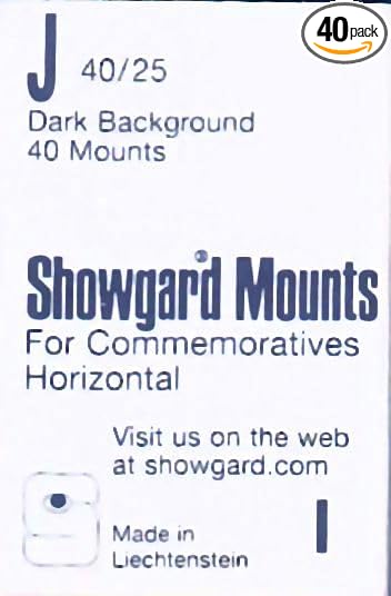 Pre-Cut Black Stamp Mounts Size J40/25 by Showgard