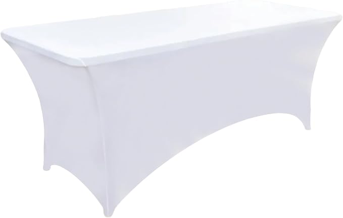2-Pack 4ft White Spandex Table Covers - Image 8