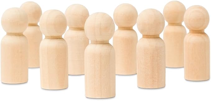 Wood Peg Dolls, 1-11/16 Inch Dad Shape Wooden Peg People, Strong Birch Wood by Woodpeckers