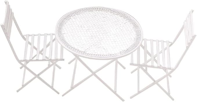 Dollhouse Miniature Bistro Table & Chairs Set Accessories Metal 1:12 Scale - Image 2
